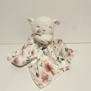 Modern Moments Security Blanket Pink White Girl Lamb Floral Plush Lovey 12"